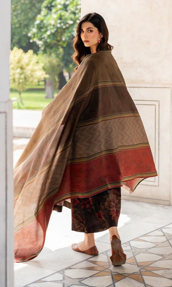 lawn 3pc unstitched digital printed suit with voil dupatta