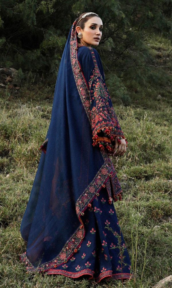 Dhanak 3pc unstitched heavy embroidered suit same embroidered shawl