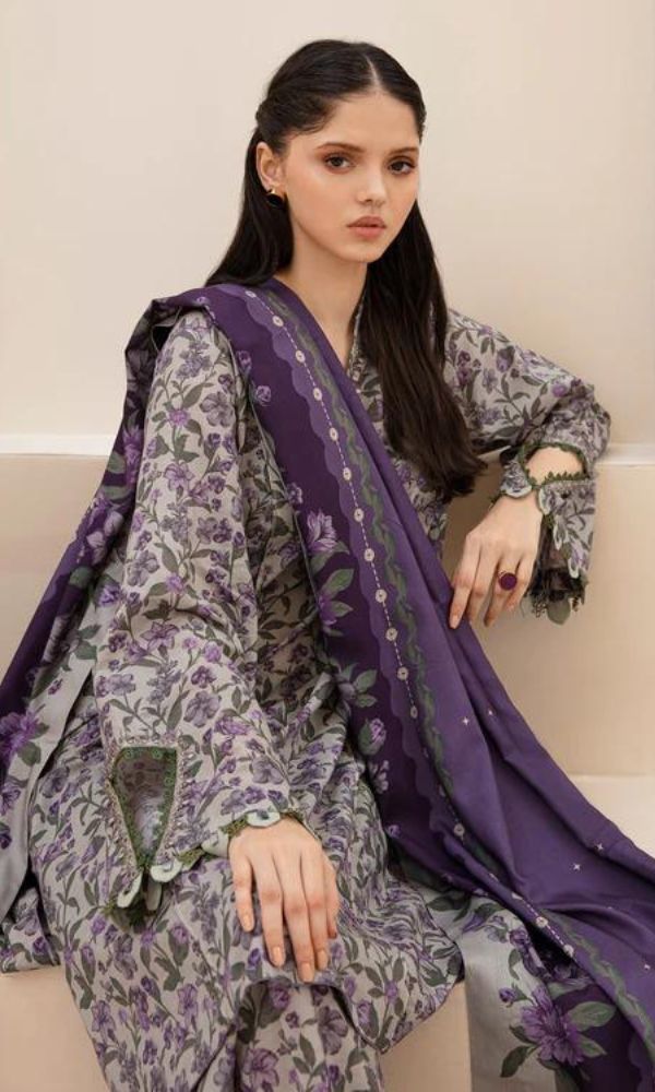 Baroque lawn unstitched 3pc digital printed suit