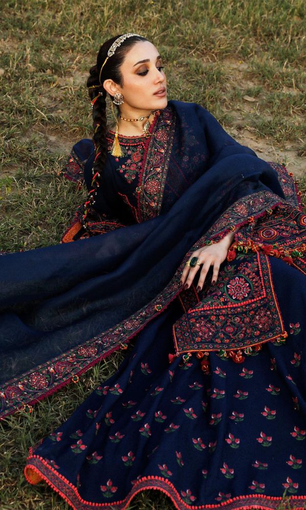 Dhanak 3pc unstitched heavy embroidered suit same embroidered shawl