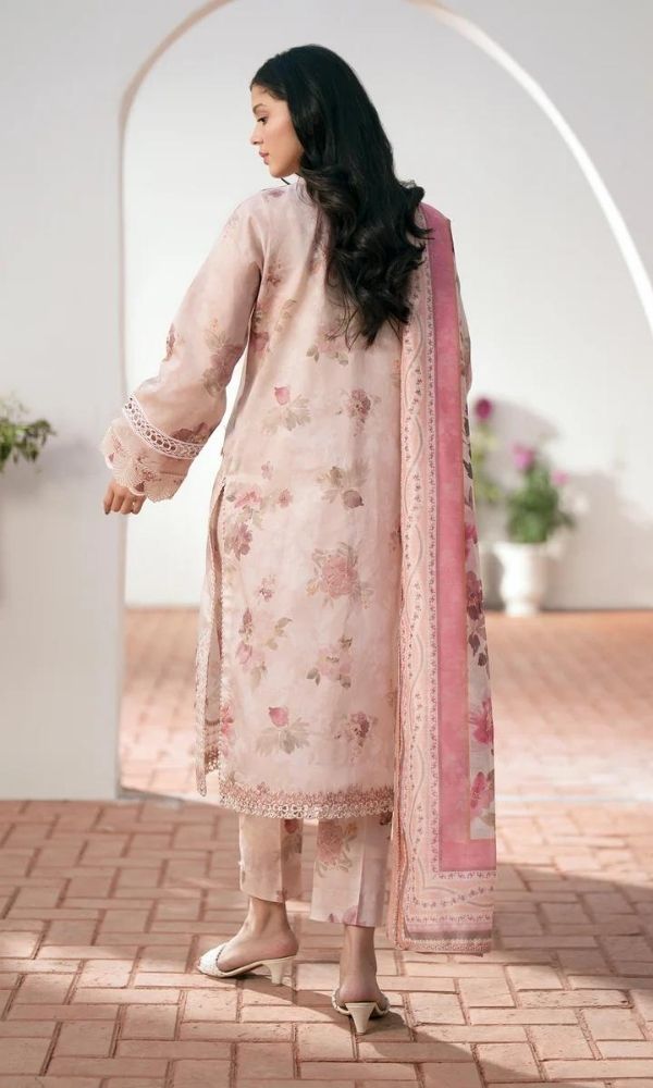 Lawn 3pc unstitched digital embroidered suit with patches