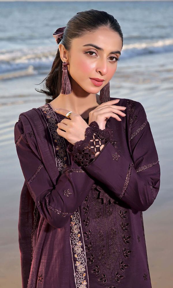 Lawn fully sequence chiken kari embroidered suit with lawn sequence embroidered dupatta