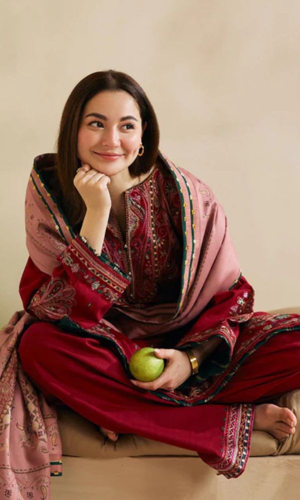 Dhanak 3pc unstitched heavy embroidered suit with embroidered shawl
