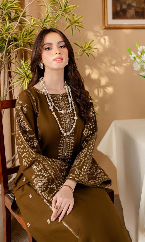 Dhanak 2pc unstitched heavy embroidered suit