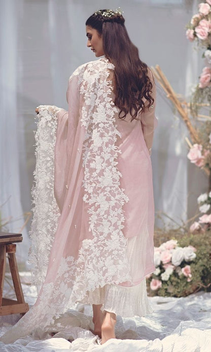 Lawn 3pc unstitched heavy embroidered suit with patches