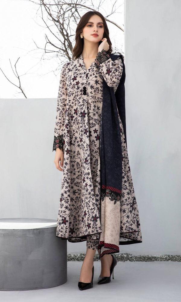 Baroque lawn unstitched 3pc digital printed suit