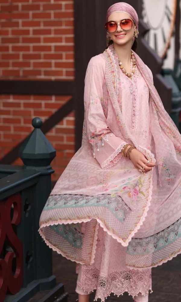 Lawn 3pc heavy embroidered and digital printed suit