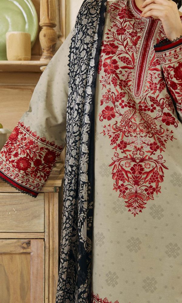Lawn 3pc unstitched heavy embroidered suit