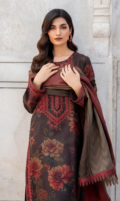 lawn 3pc unstitched digital printed suit with voil dupatta