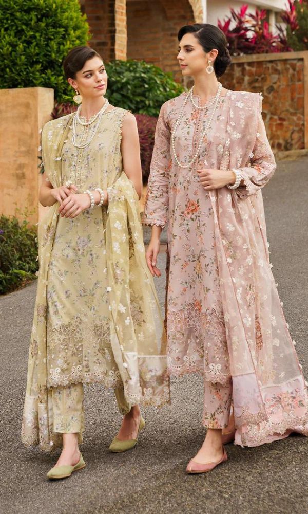 Lawn 3pc digital printed suit with patches and embroidered dupatta