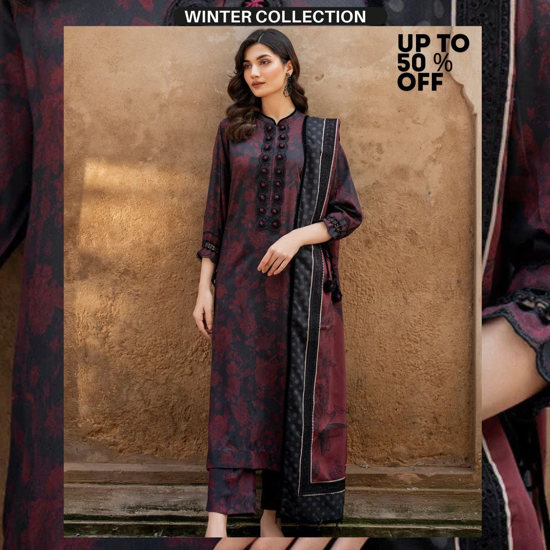 Khaddar 3pc unstitched digital printed suit