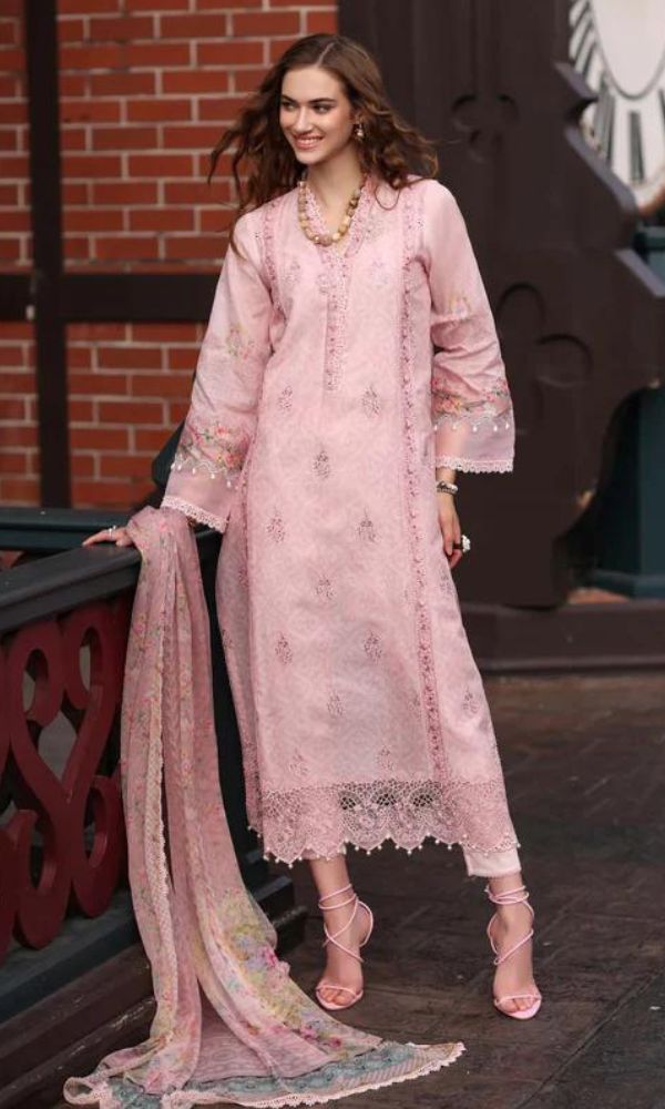 Lawn 3pc heavy embroidered and digital printed suit