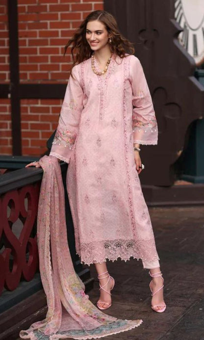 Lawn 3pc heavy embroidered and digital printed suit
