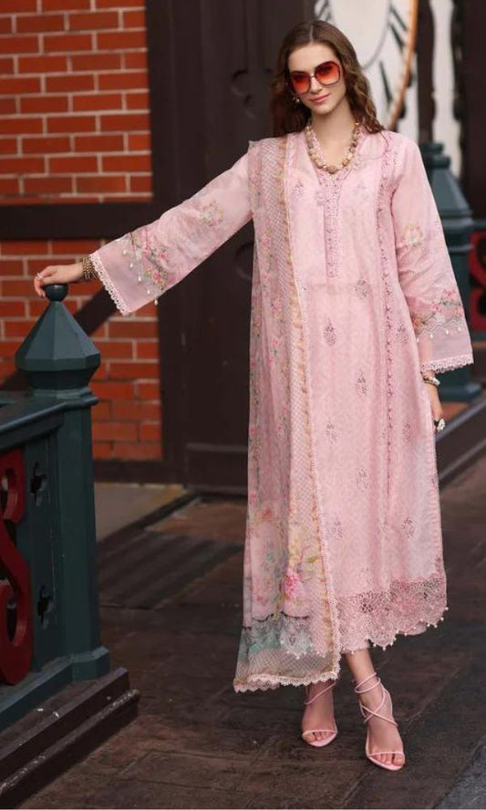 Lawn 3pc heavy embroidered and digital printed suit