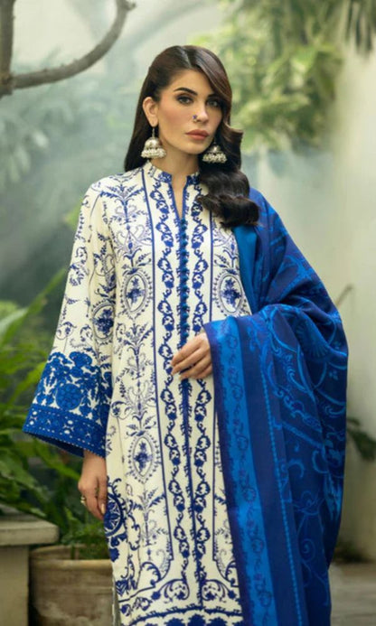 Lawn 3pc unstitched digital printed suit with voil dupatta
