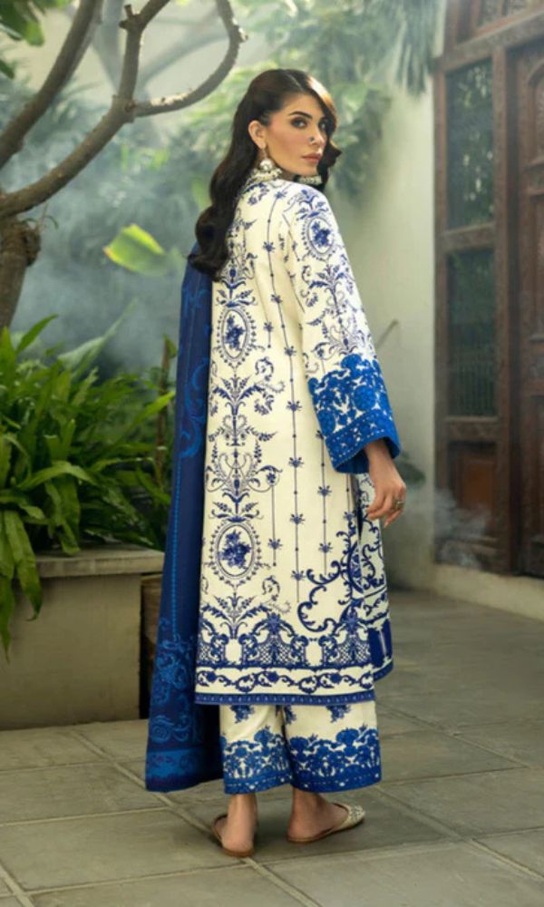 Lawn 3pc unstitched digital printed suit with voil dupatta