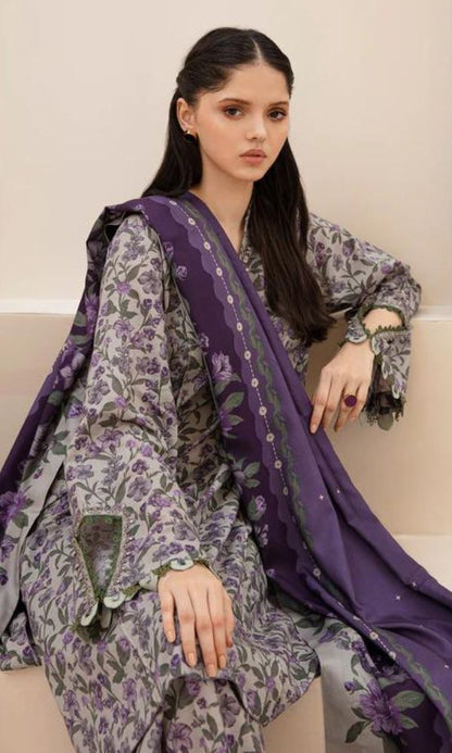 Baroque lawn unstitched 3pc digital printed suit